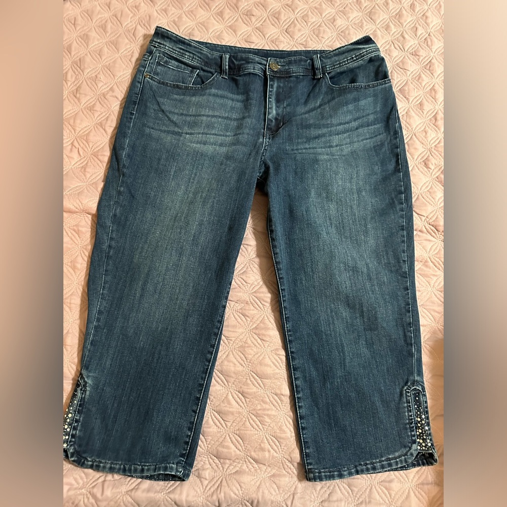 Size 16, Capri Jeans with Rhinestones